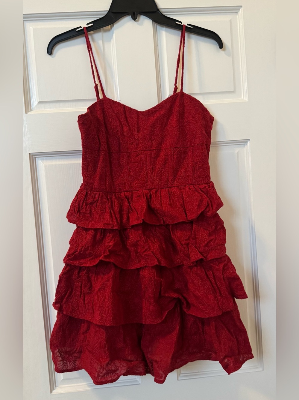 Altar'd State Red Ruffled Tiered Spaghetti Strap Dress - Small NWT